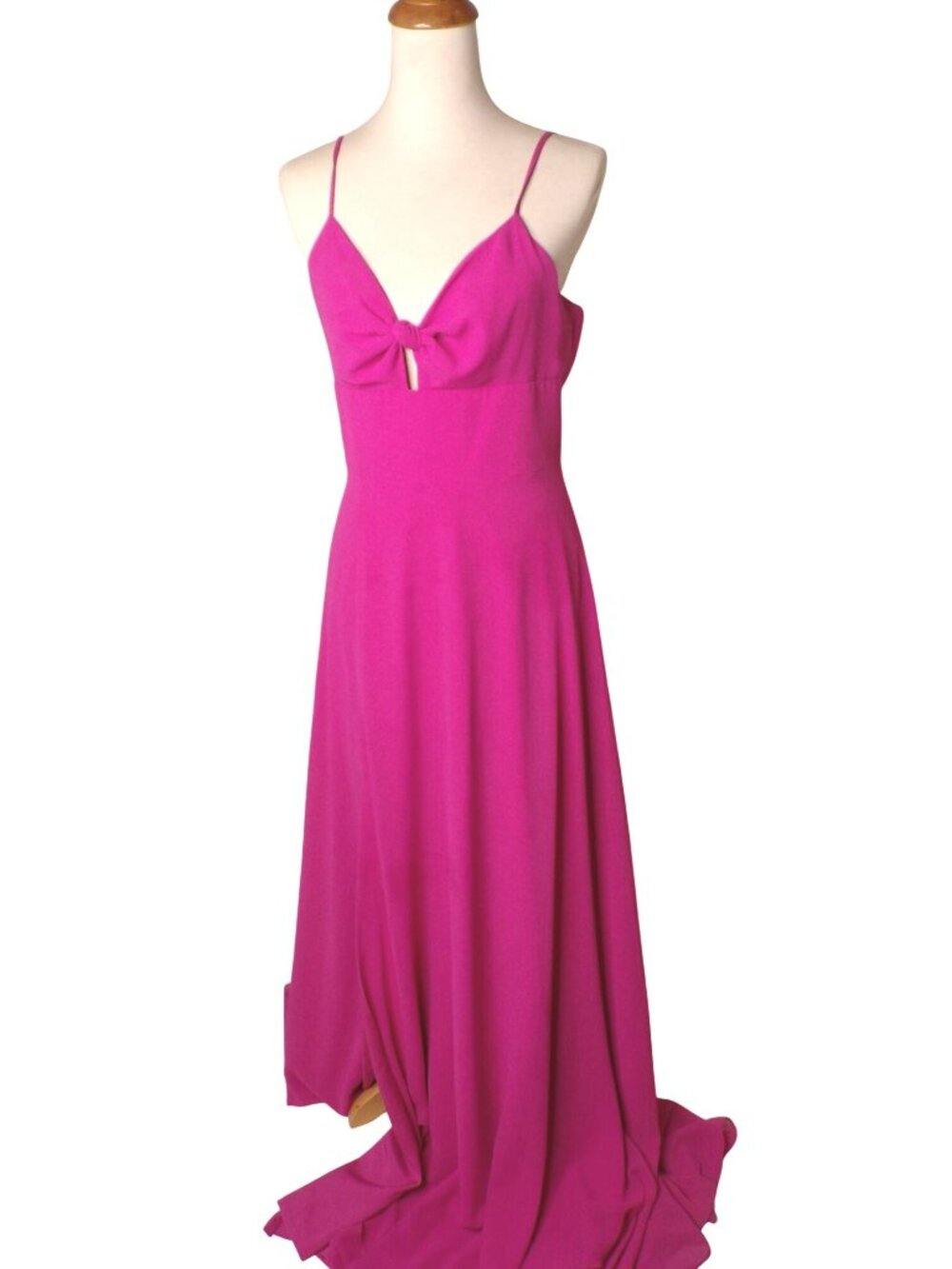 🆕DRESS THE POPULATION Cambria Twist Front Slit Gown Dress Fuchsia Medium 6-8 - Picture 5 of 9